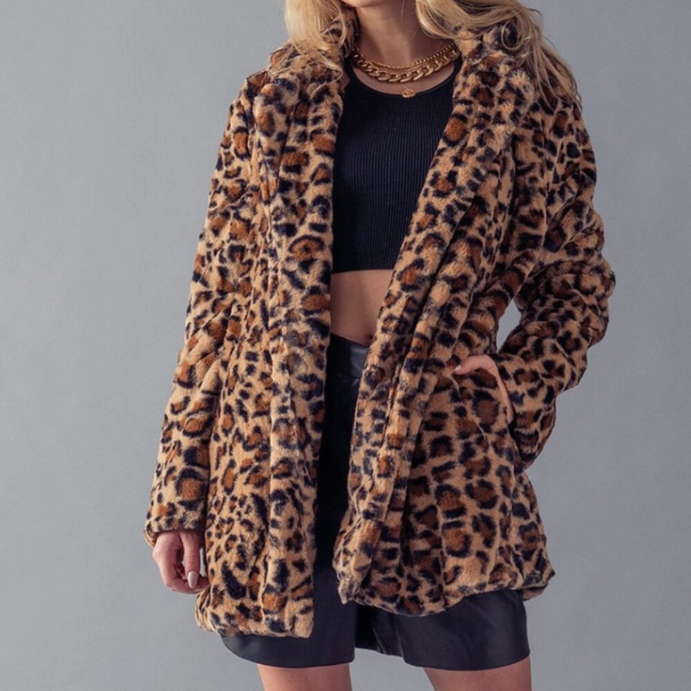 Love Tree Brown Leopard Teddy Jacket